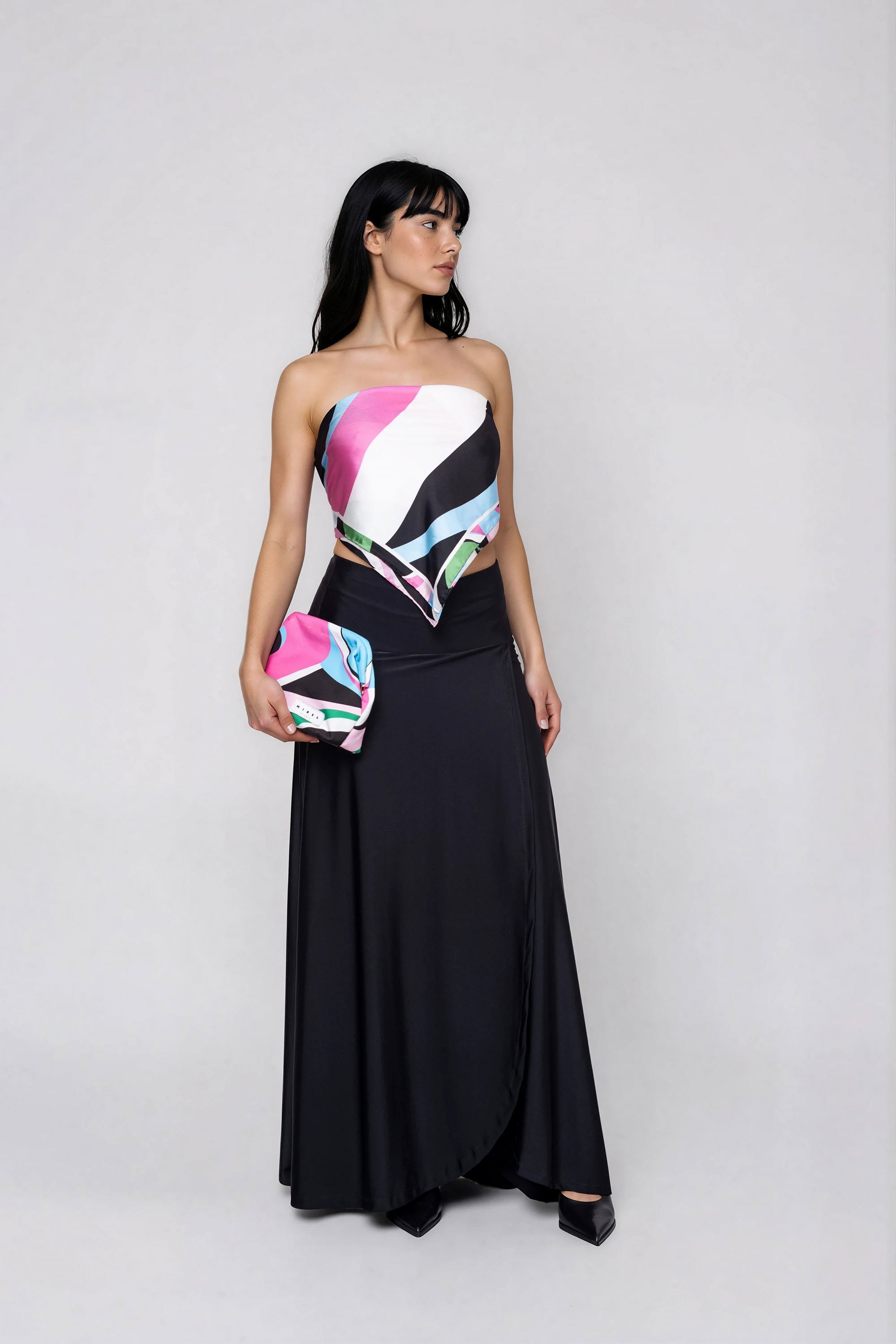 Black skirt with side slit front view