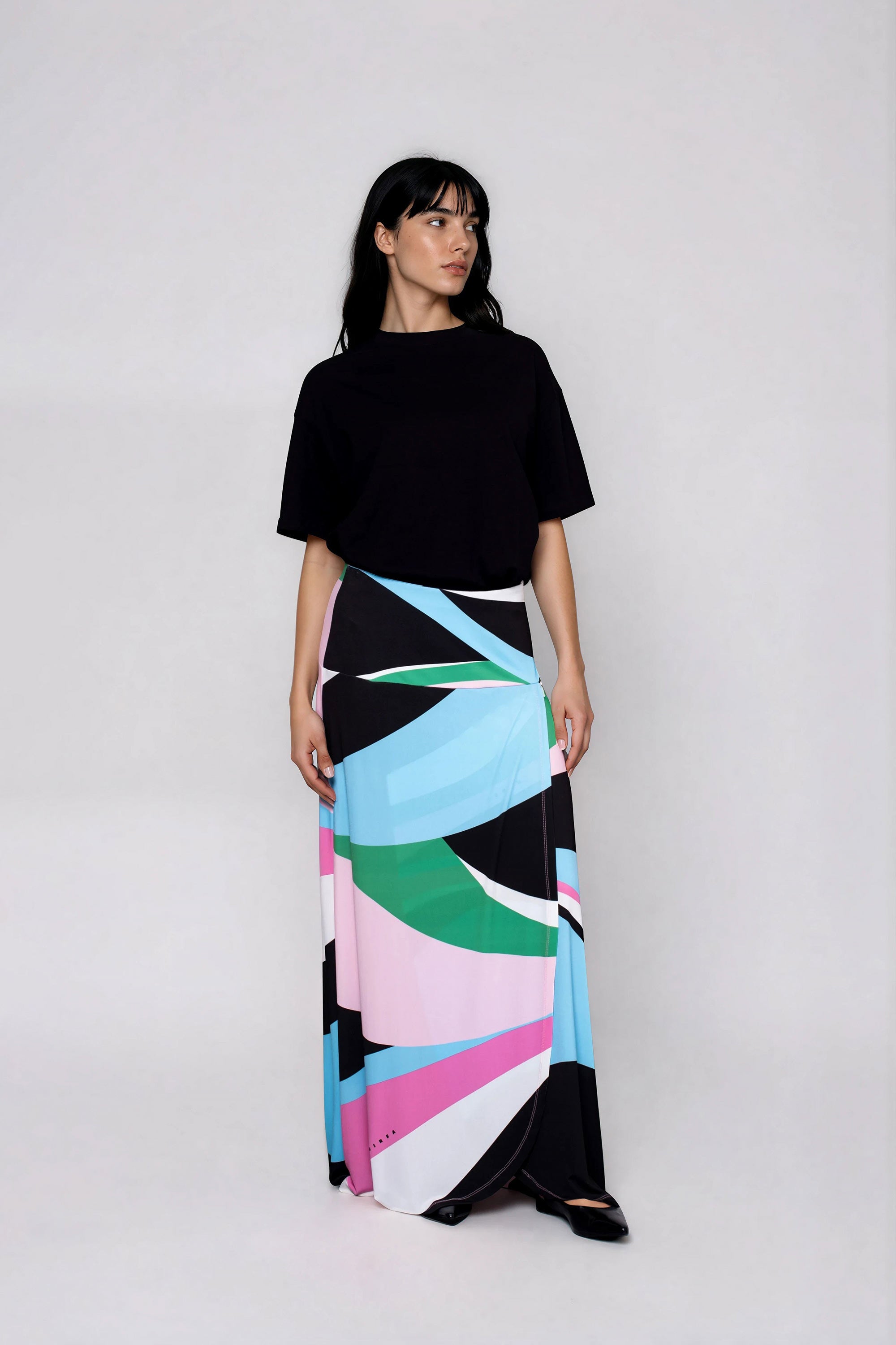 GAMZE maxi φουστα ψηλομεση με σκισιμο στο πλαι