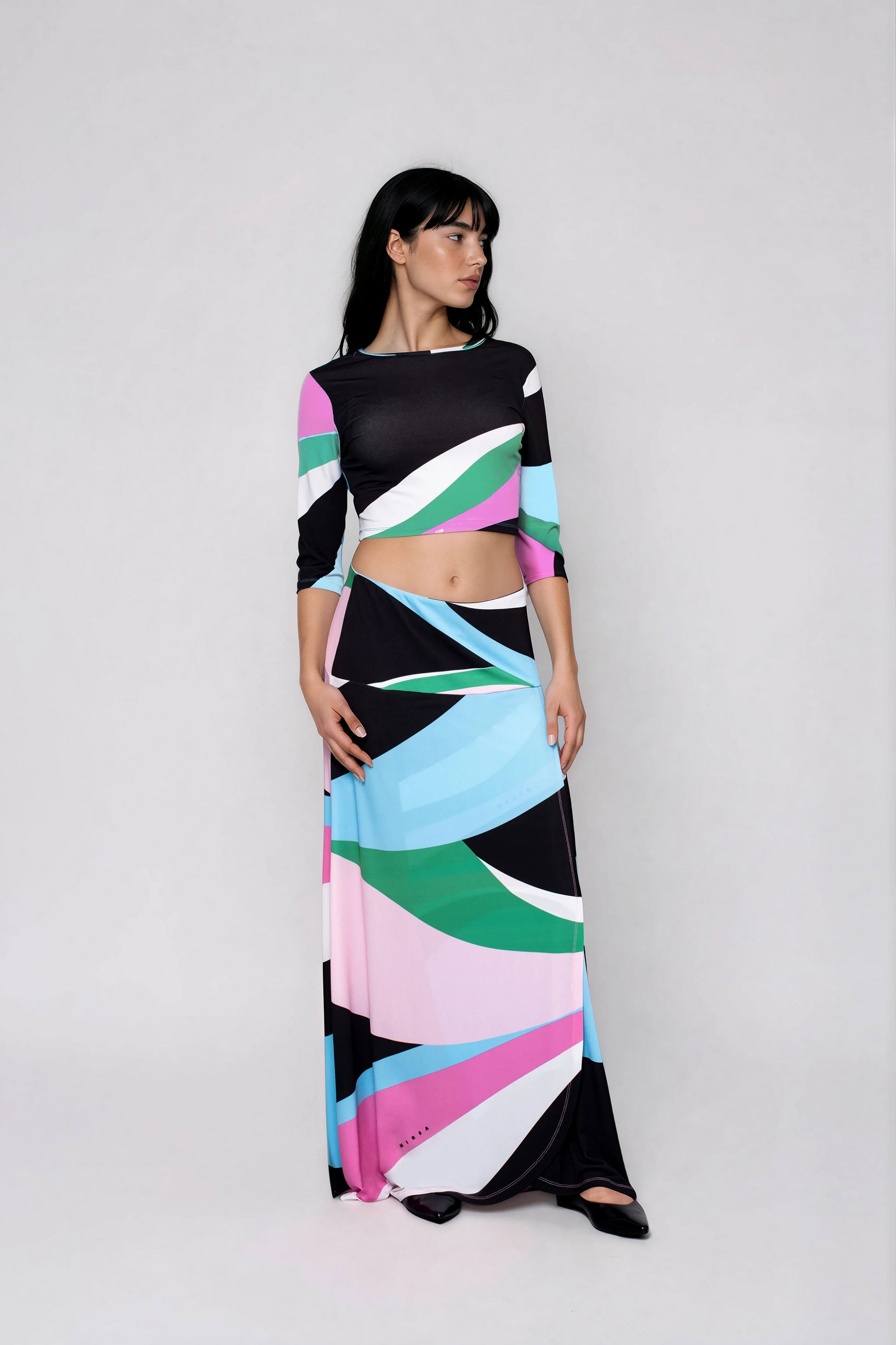 GAMZE maxi φουστα ψηλομεση με σκισιμο στο πλαι