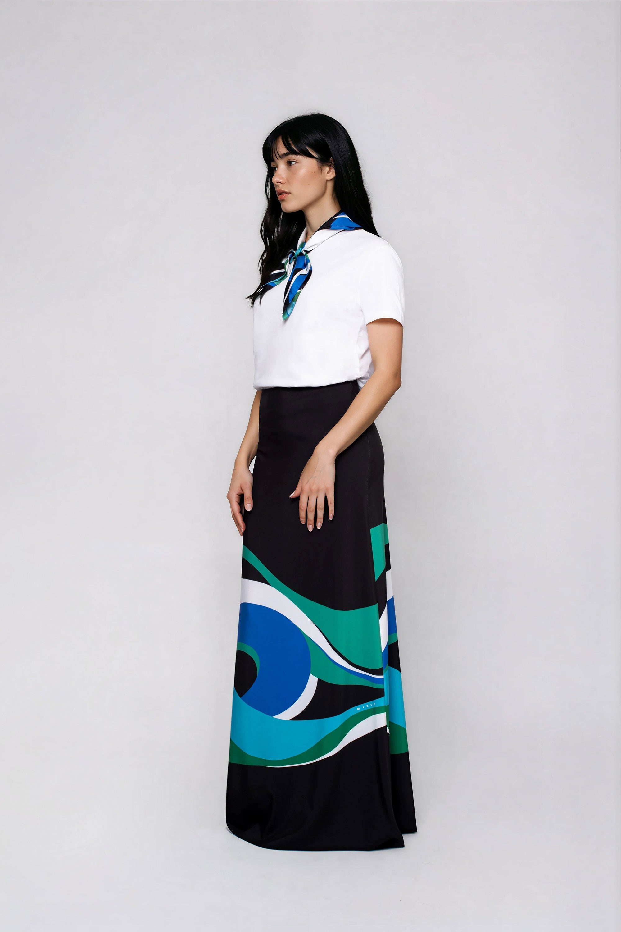 Sara T-Shirt με εμπριμέ μαντήλι Multi Blue