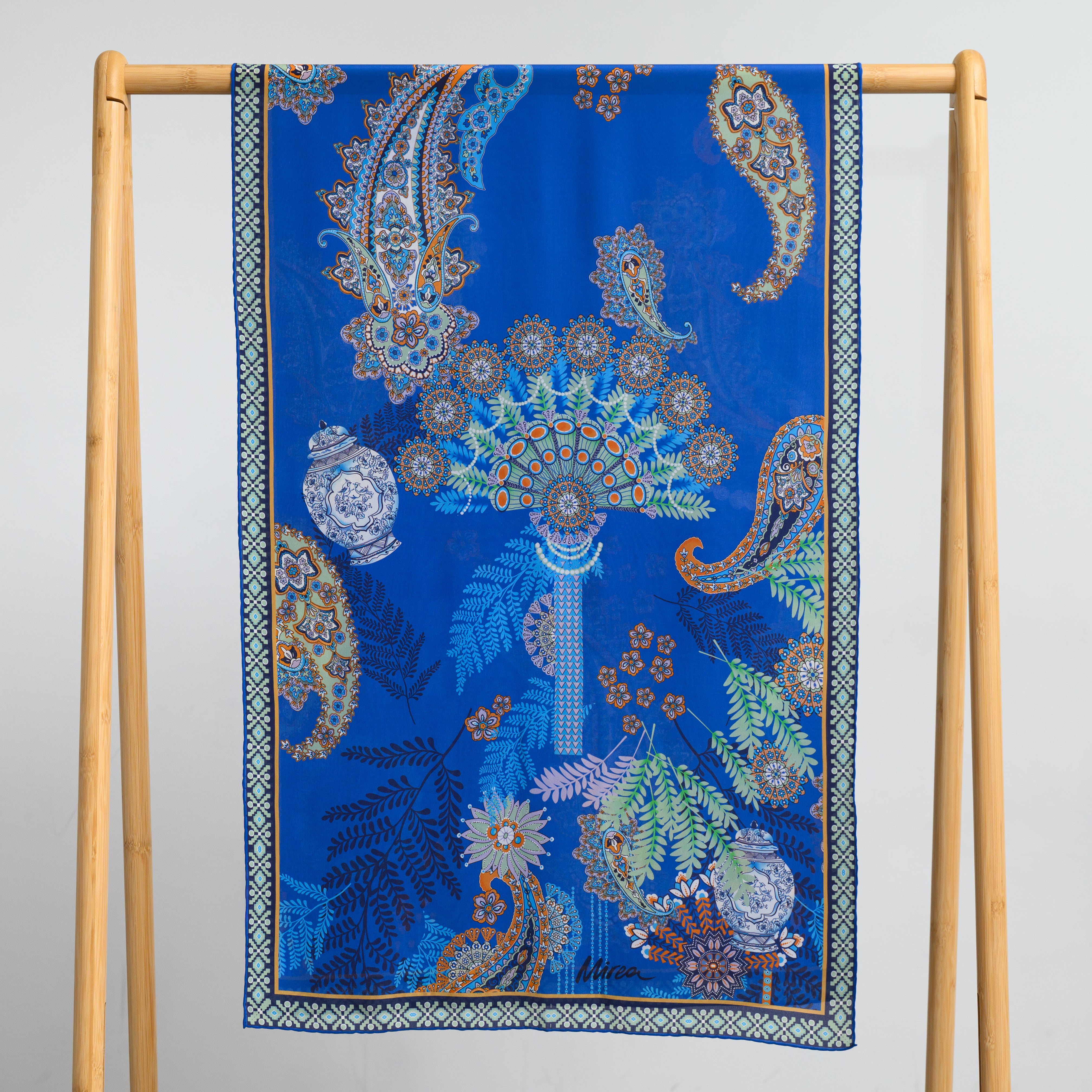 Peacock Paradise Blue μαντίλι μεταξωτό