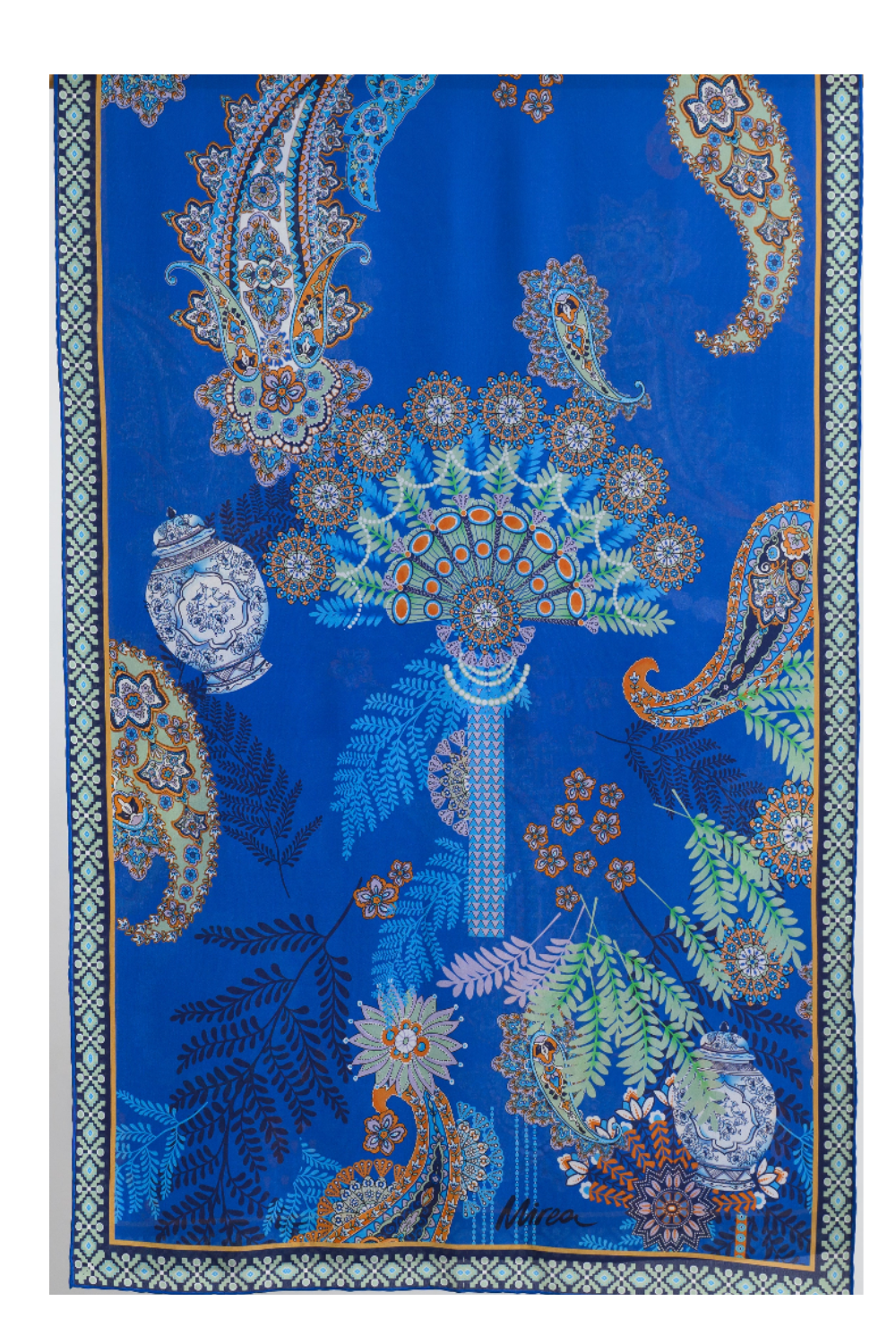Peacock Paradise Blue μαντίλι μεταξωτό