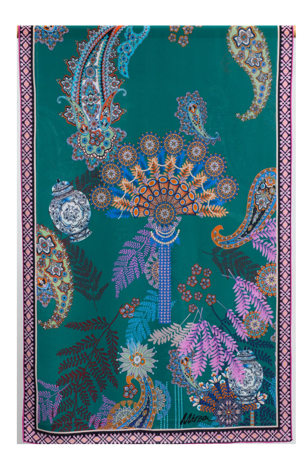 Peacock Paradise Green μαντίλι μεταξωτό