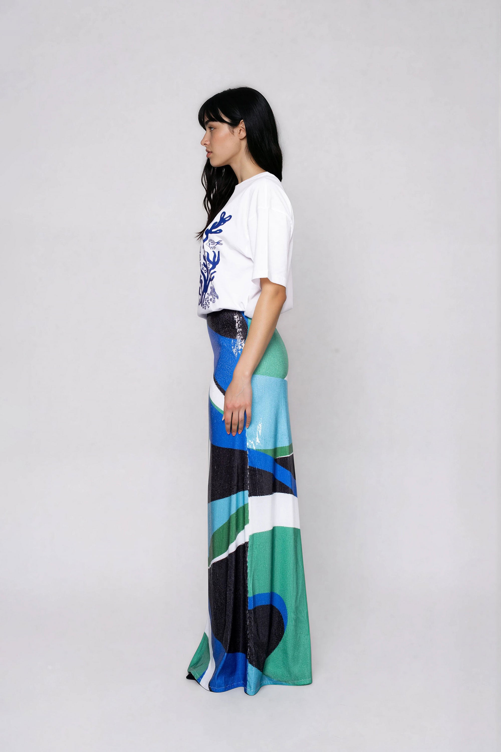 ASHLEY maxi φουστα με παγιετα