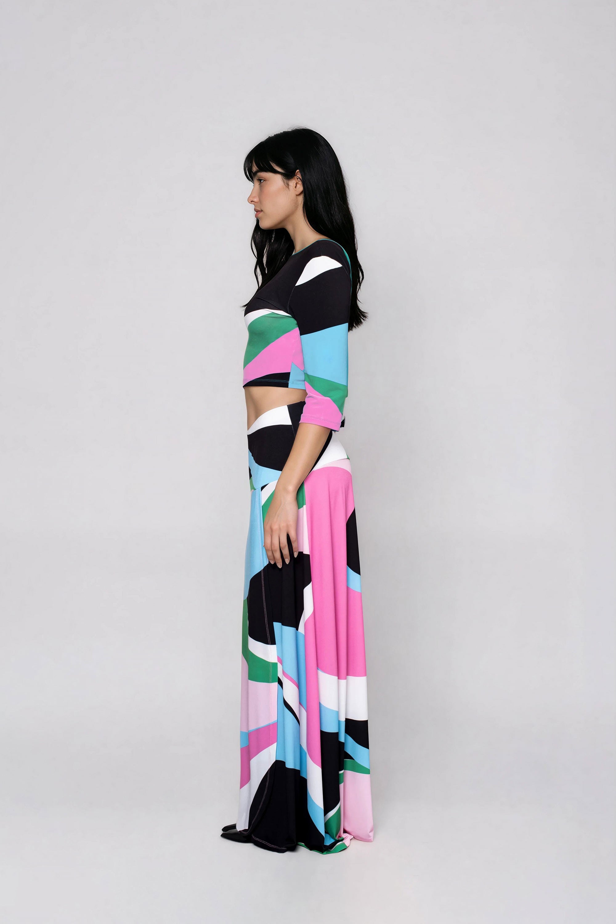 GAMZE maxi φουστα ψηλομεση με σκισιμο στο πλαι