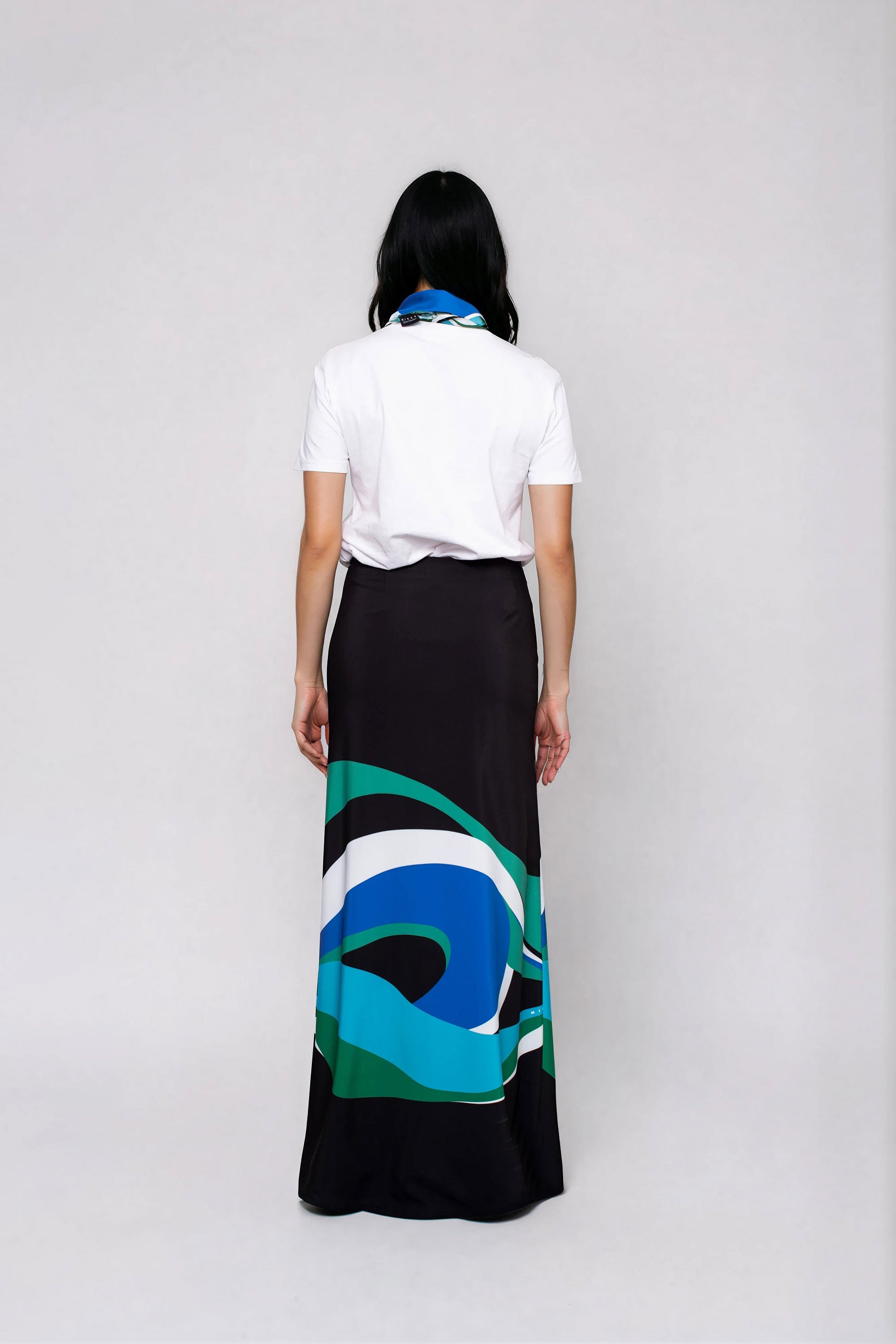 Sara T-Shirt με εμπριμέ μαντήλι Multi Blue