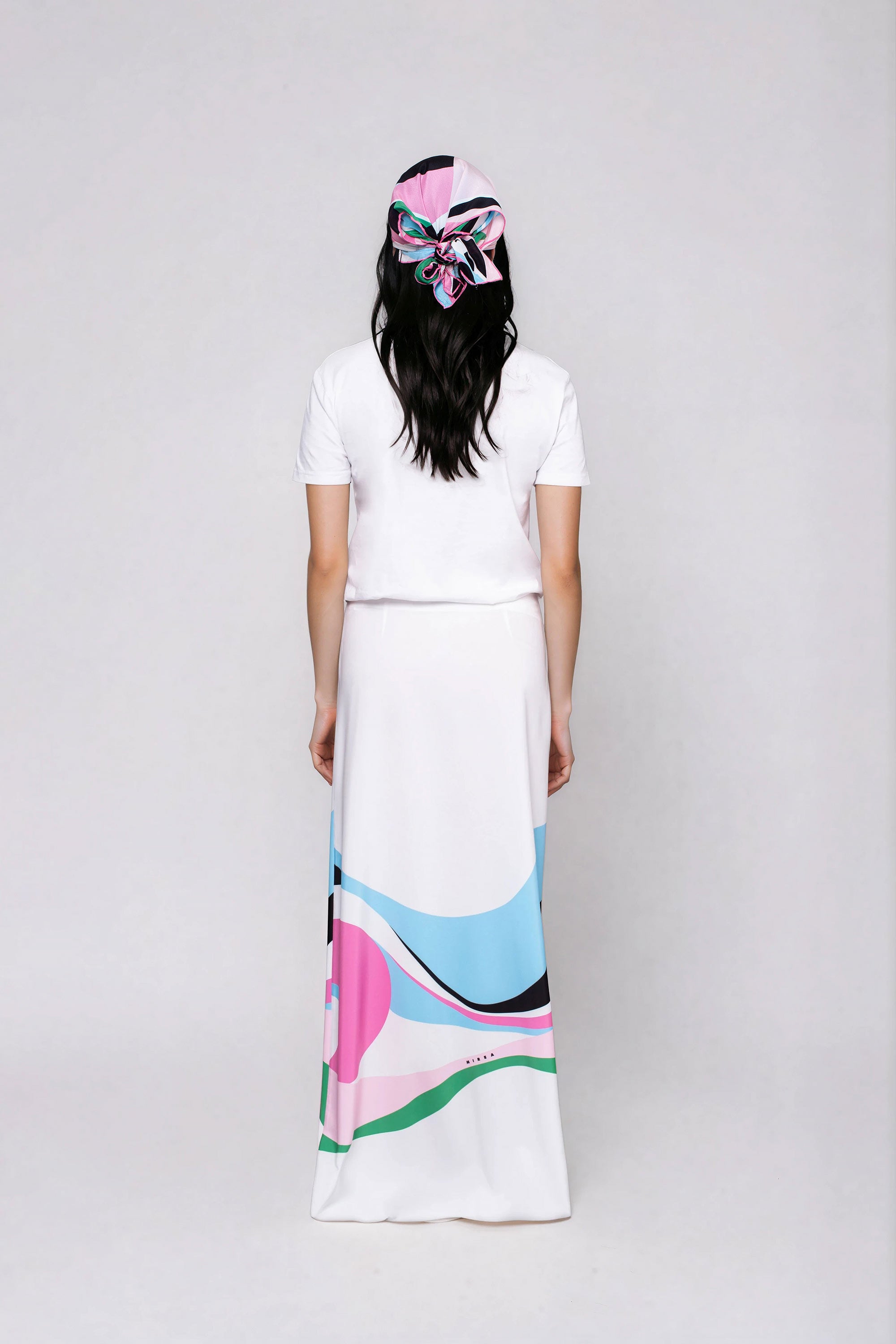 NANCY Maxi φουστα με πολυχρωμη μπορντουρα