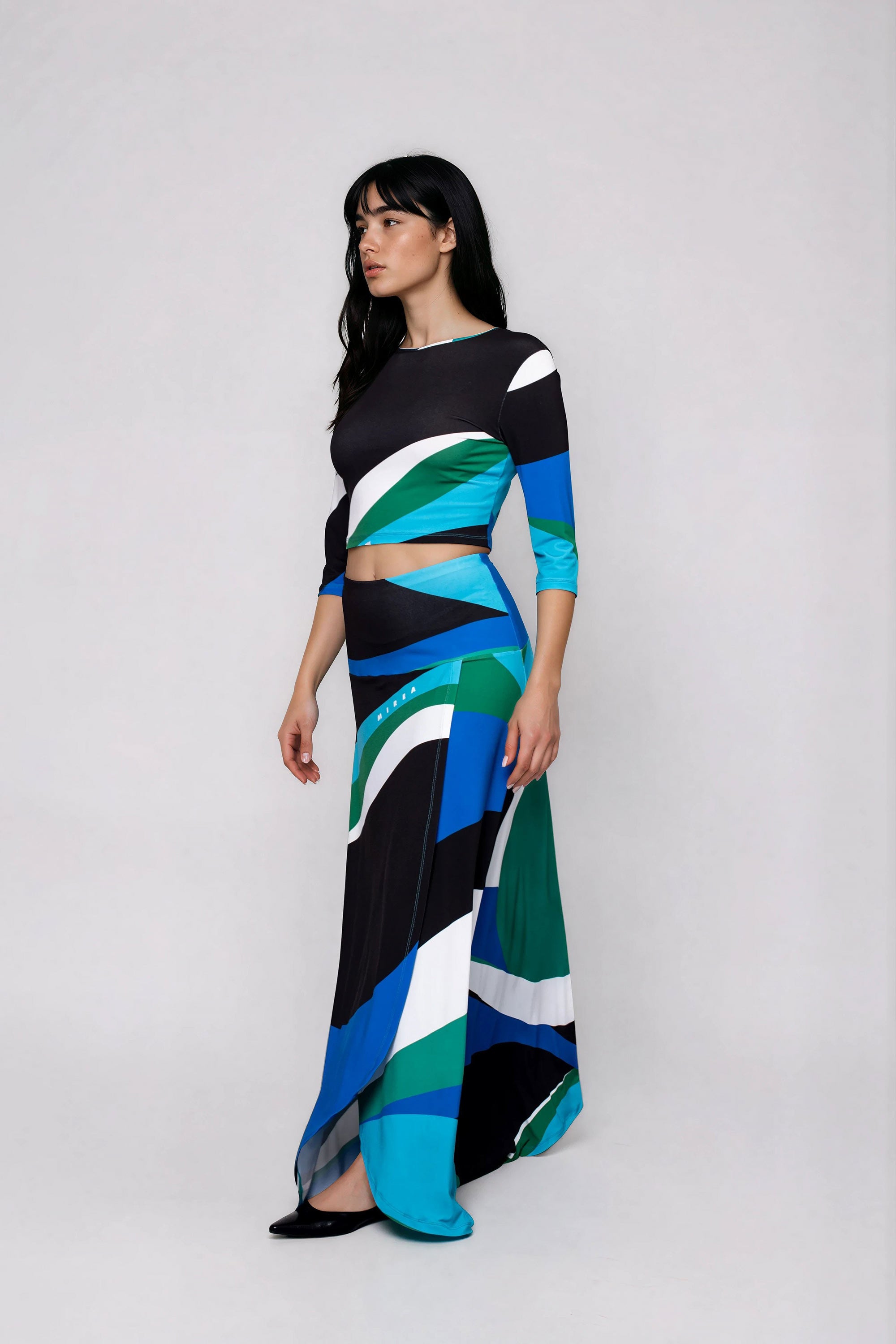 multiblue_maxi_skirt_with_side_slit_front_view